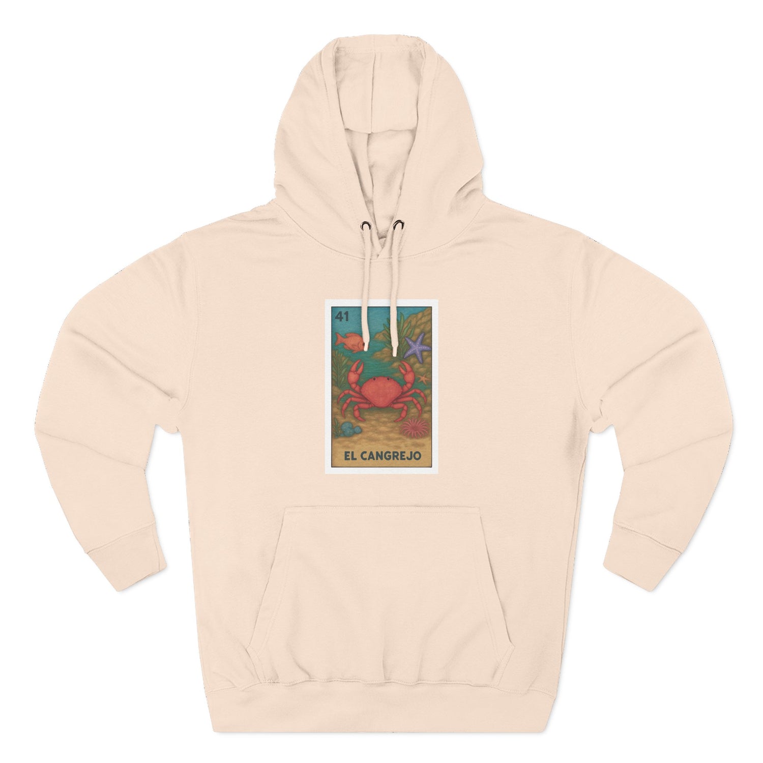 Crab Lotería Unisex - Pull-Over Cotton Blend Fleece Hoodie (El Cangrejo)