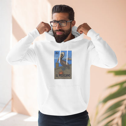 Pelican Lotería Unisex - Pull-Over Cotton Blend Fleece Hoodie (El Pelícano)