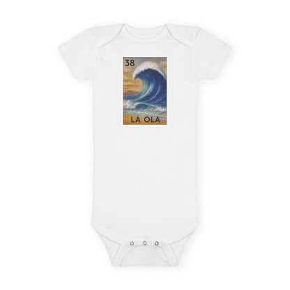 Wave Lotería - Baby Short Sleeve 100% Cotton Onesie (La Ola)