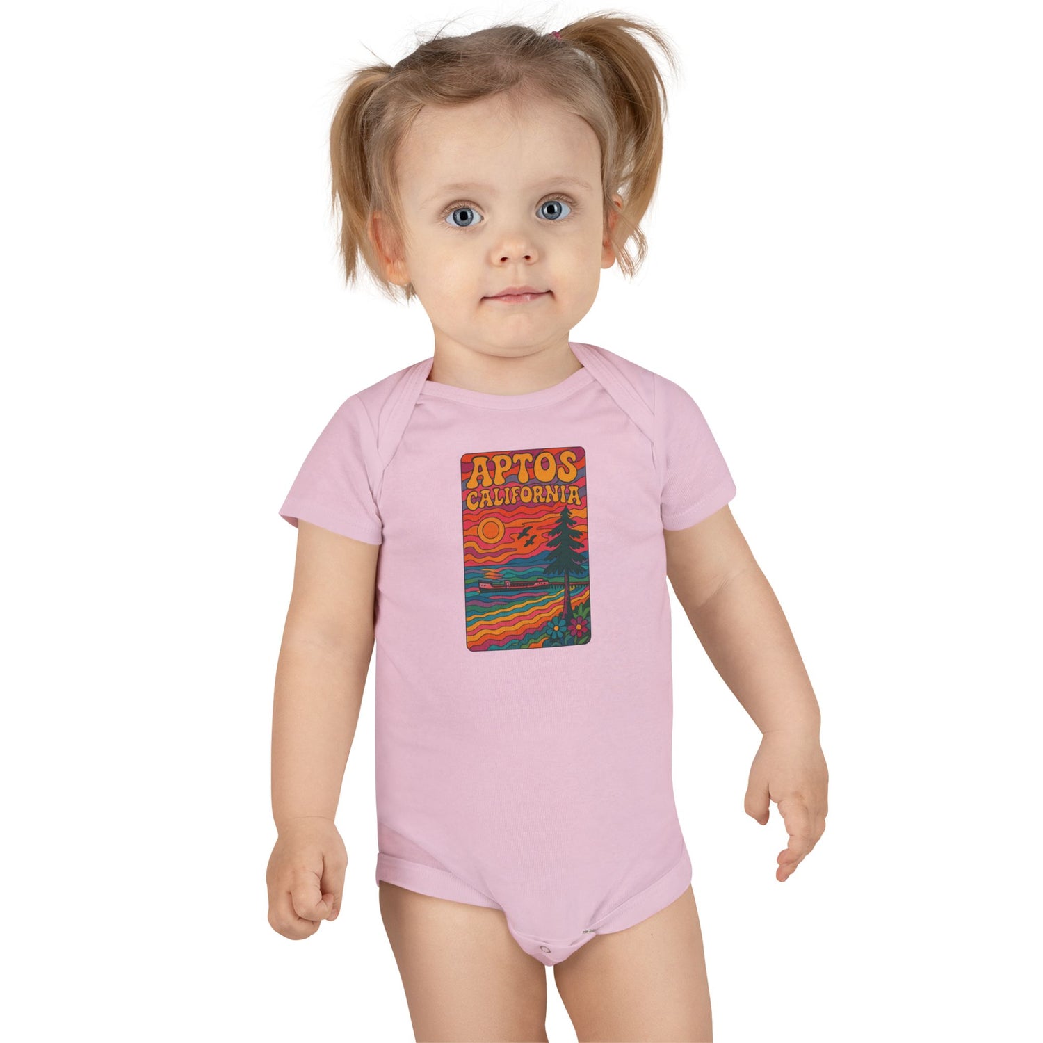 Aptos California Psychedelic - Baby Short Sleeve 100% Cotton Onesie