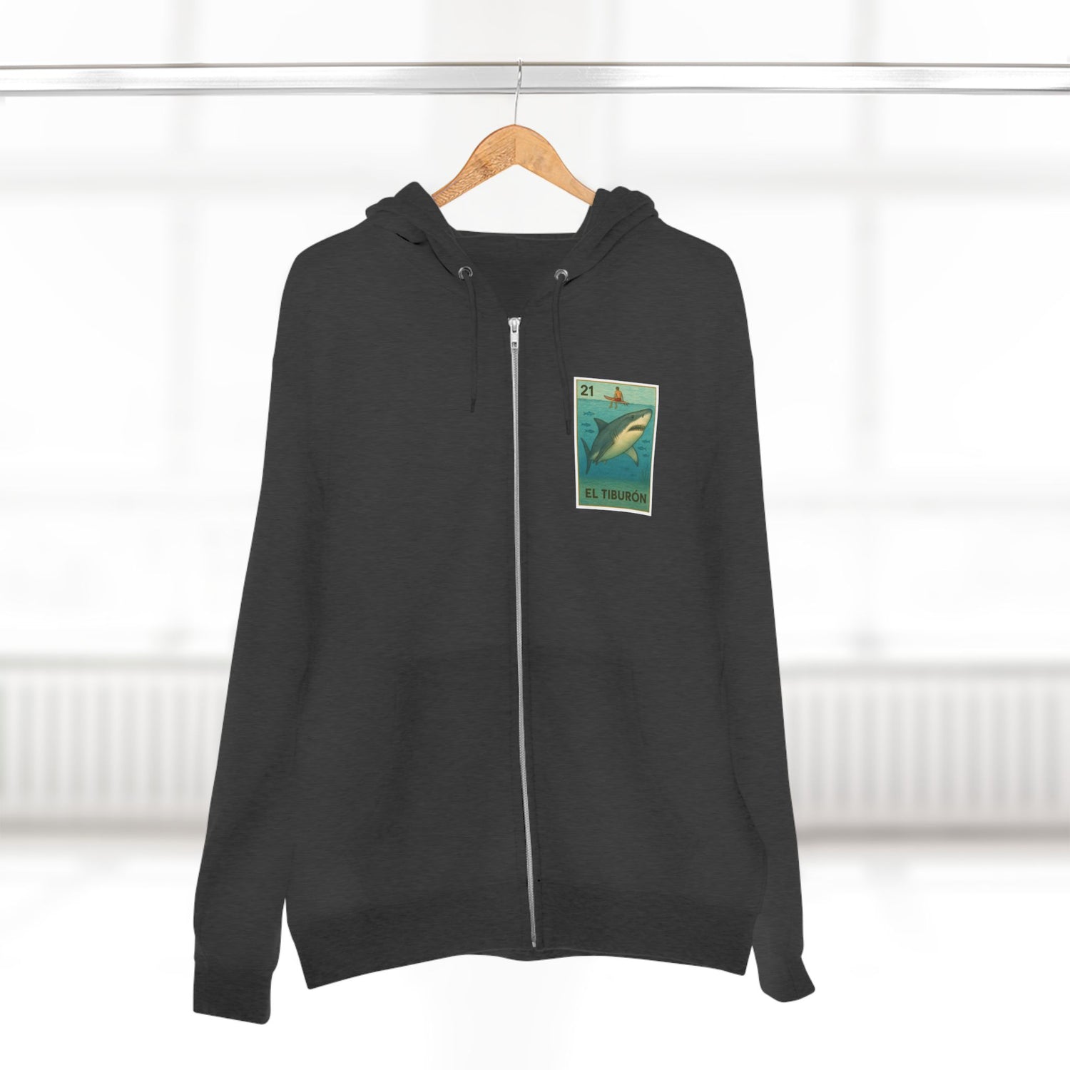 Shark Lotería Unisex - Zip Cotton Blend Fleece Hoodie (El Tiburón)