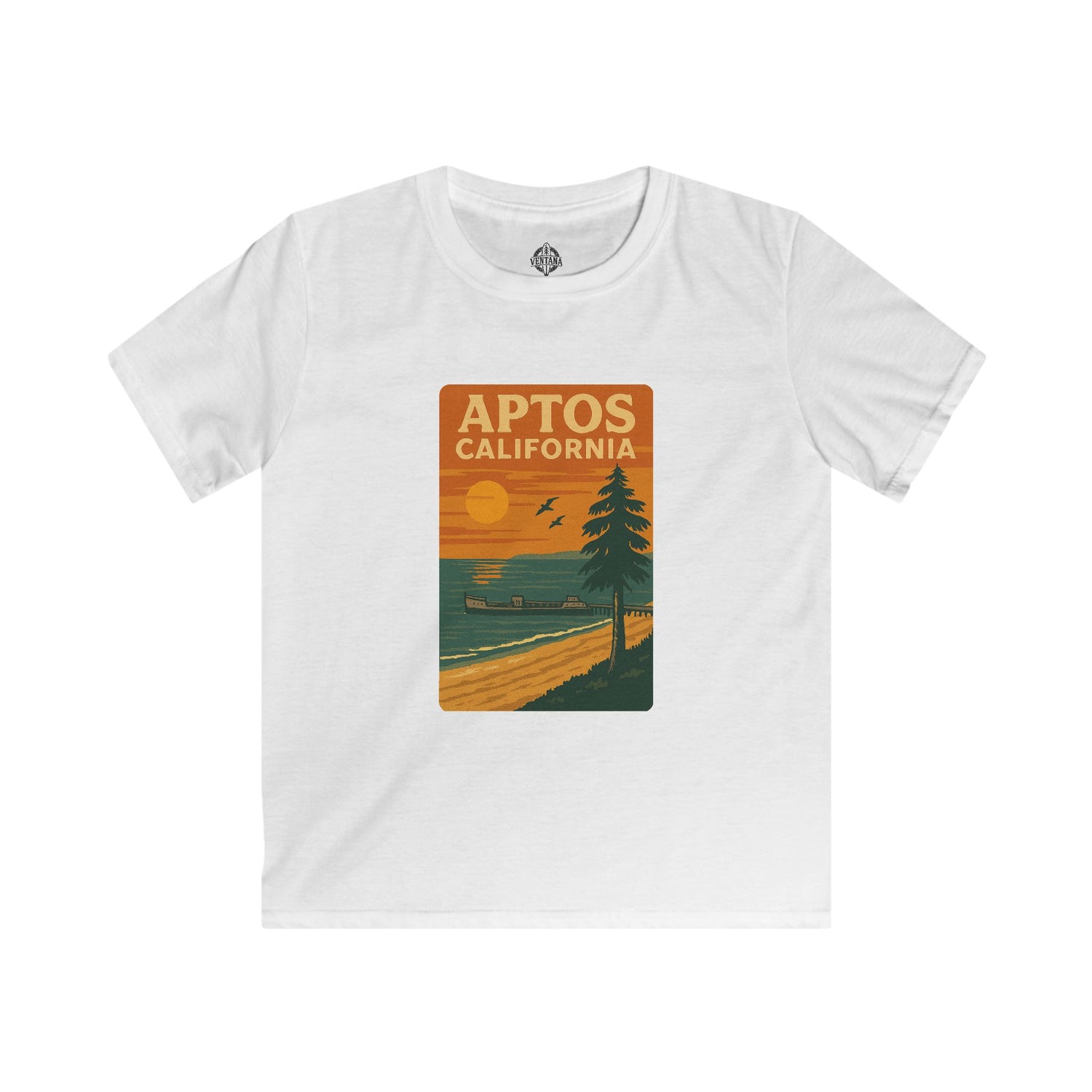 Aptos California Sunset Kids - Soft Style U.S. Cotton T-Shirt