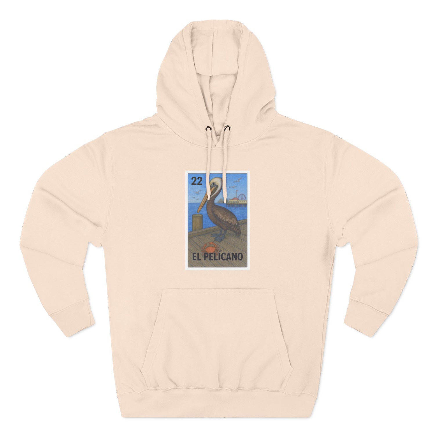 Pelican Lotería Unisex - Pull-Over Cotton Blend Fleece Hoodie (El Pelícano)