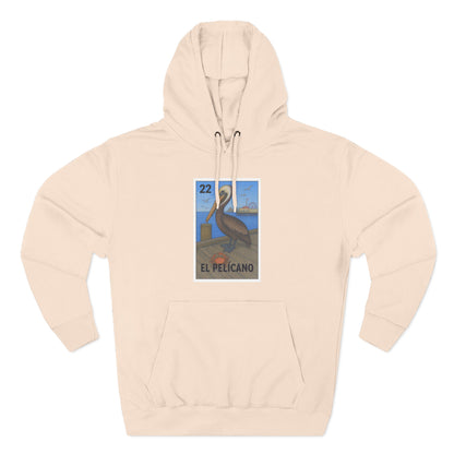 Pelican Lotería Unisex - Pull-Over Cotton Blend Fleece Hoodie (El Pelícano)