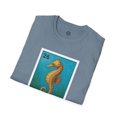 Seahorse Lotería Unisex - Soft Style U.S. Cotton T-Shirt (El Caballito del Mar)