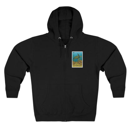Turtle Lotería Unisex - Zip Cotton Blend Fleece Hoodie (La Tortuga)