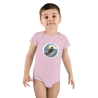 Surf with Otter 841 by Thiago Bianchini - Baby Short Sleeve 100% Cotton Onesie