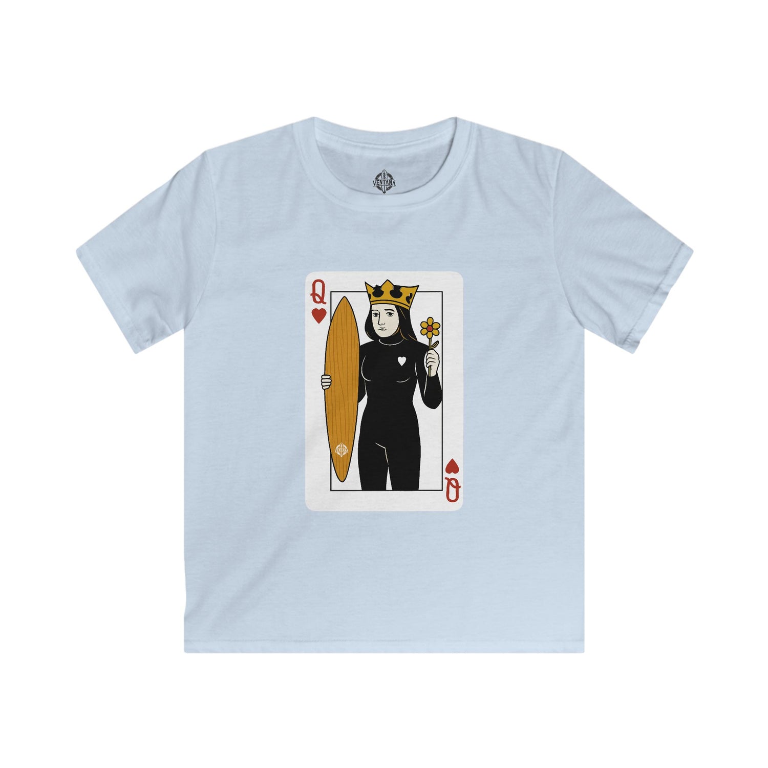 Queen of Hearts Surfer Kids - Soft Style U.S. Cotton T-Shirt