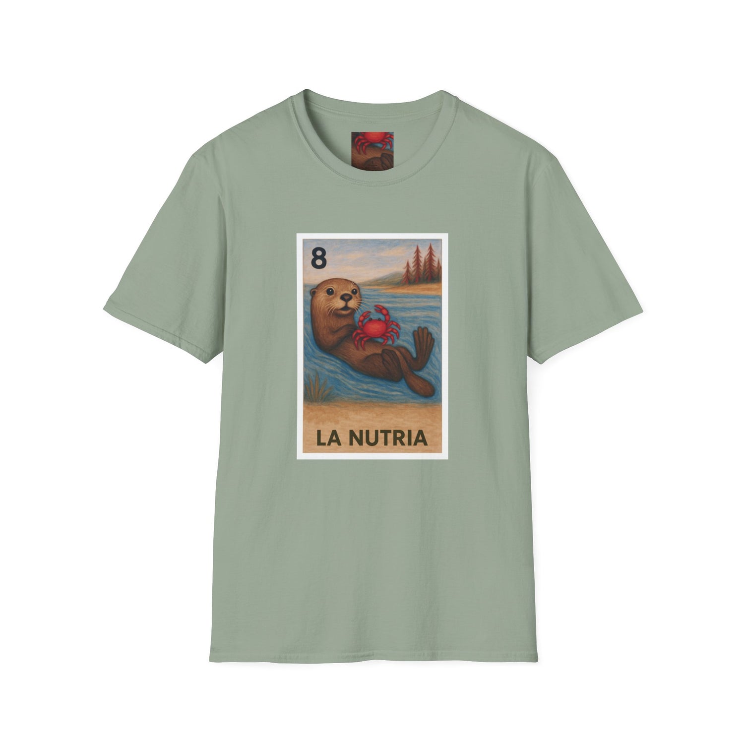 Sea Otter Lotería Unisex - Soft Style U.S. Cotton T-Shirt (La Nutria)