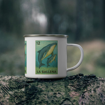 Whale Lotería Enamel Camping Mug (La Ballena) (12oz - small)