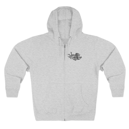 Ventangle Octopus Unisex - Zip Cotton Blend Fleece Hoodie