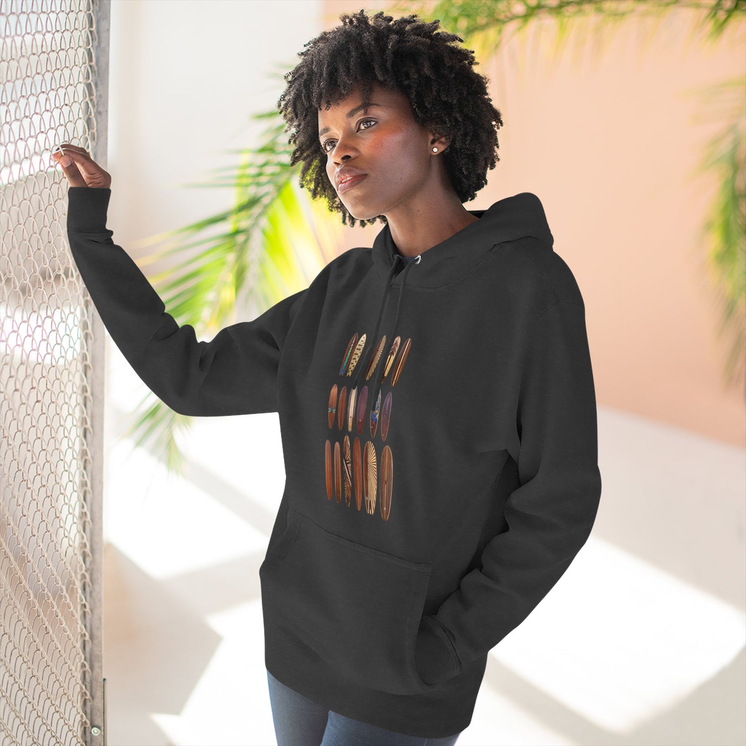 Ventana Wooden Surfboards Unisex - Pull-Over Cotton Blend Fleece Hoodie