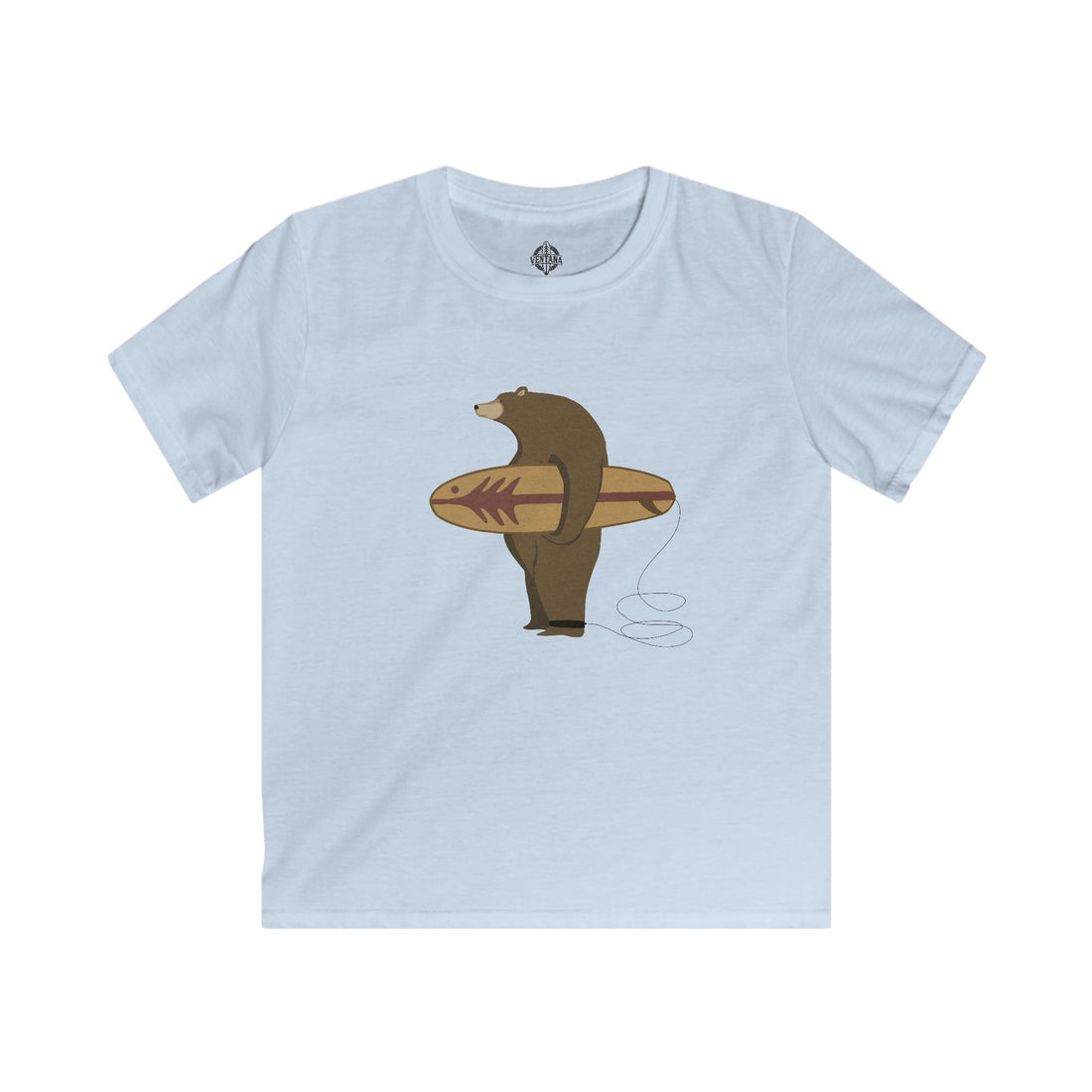 Surfing Grizzly Bear by Fabian Lavater Kids - Soft Style U.S. Cotton T-Shirt