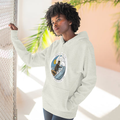 Surf with Otter 841 by Thiago Bianchini Unisex - Pull-Over Cotton Blend Fleece Hoodie