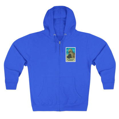 Elephant Seal Lotería Unisex - Zip Cotton Blend Fleece Hoodie (El Elefante Marino)
