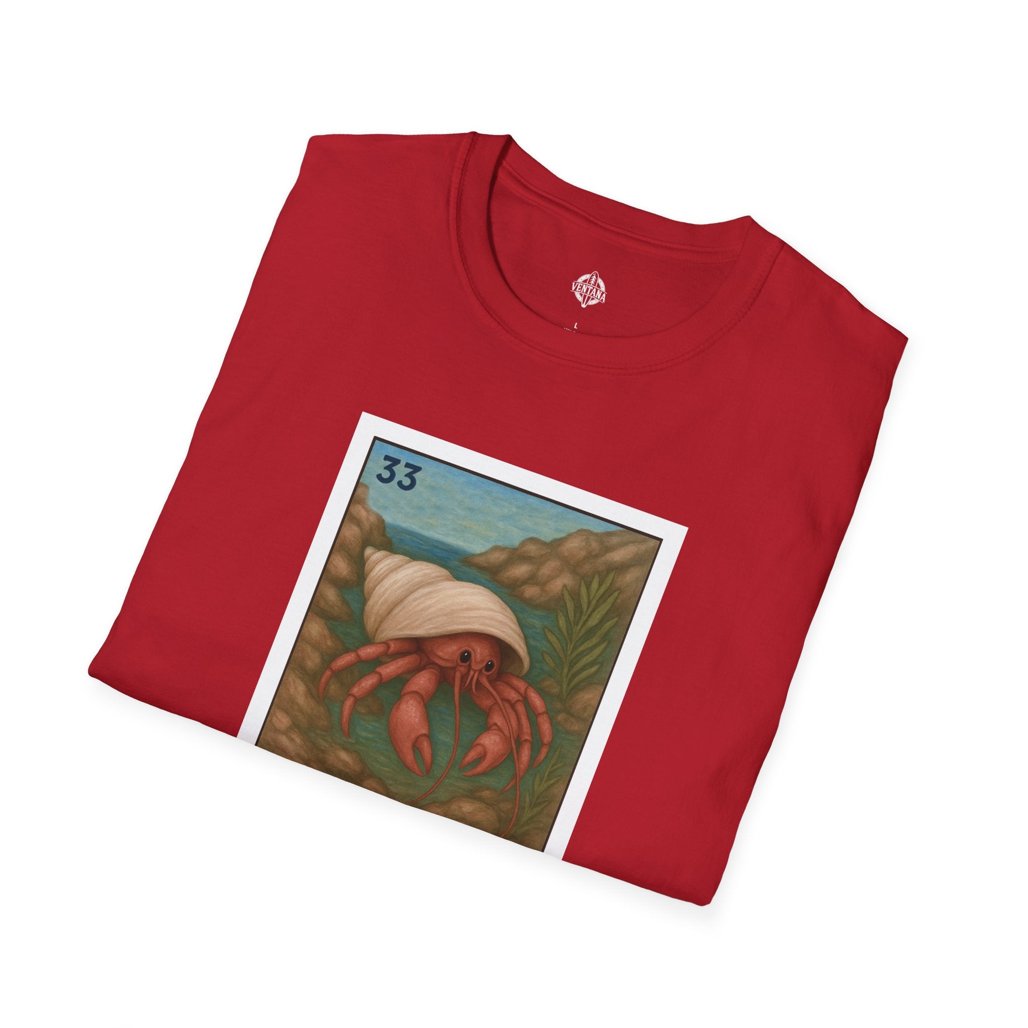 Hermit Crab Lotería Unisex - Soft Style U.S. Cotton T-Shirt (El Cangrejo Ermitaño)