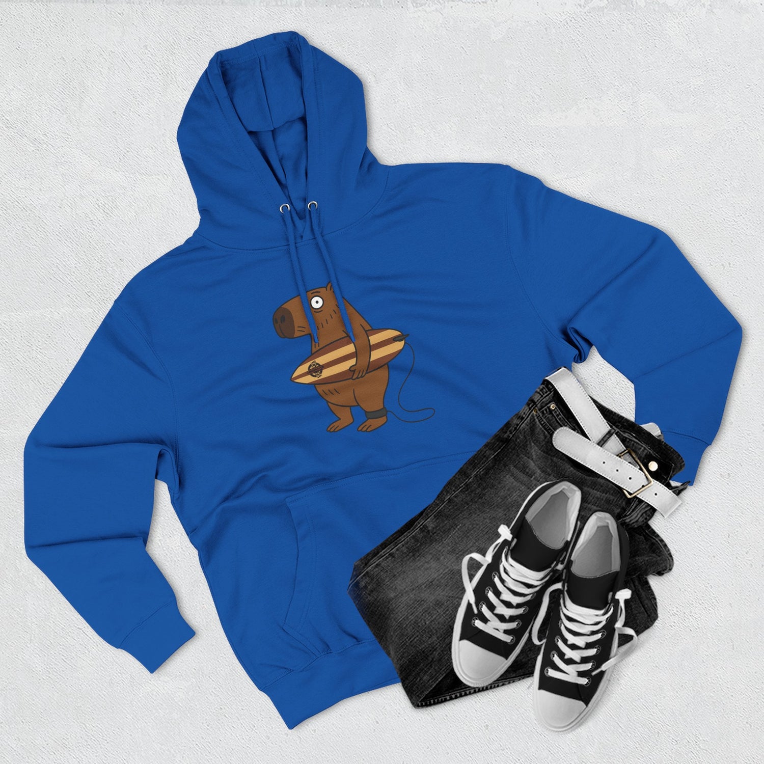 Capybara Surfer Unisex - Pull-Over Cotton Blend Fleece Hoodie