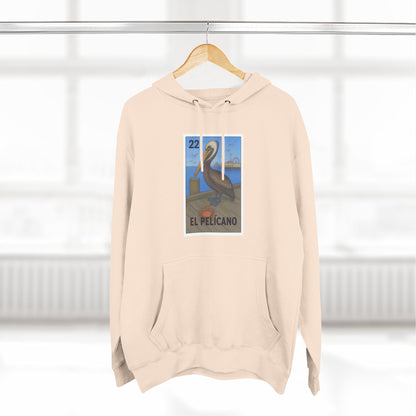 Pelican Lotería Unisex - Pull-Over Cotton Blend Fleece Hoodie (El Pelícano)