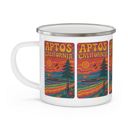Aptos California Psychedelic Enamel Camping Mug (12oz, small)