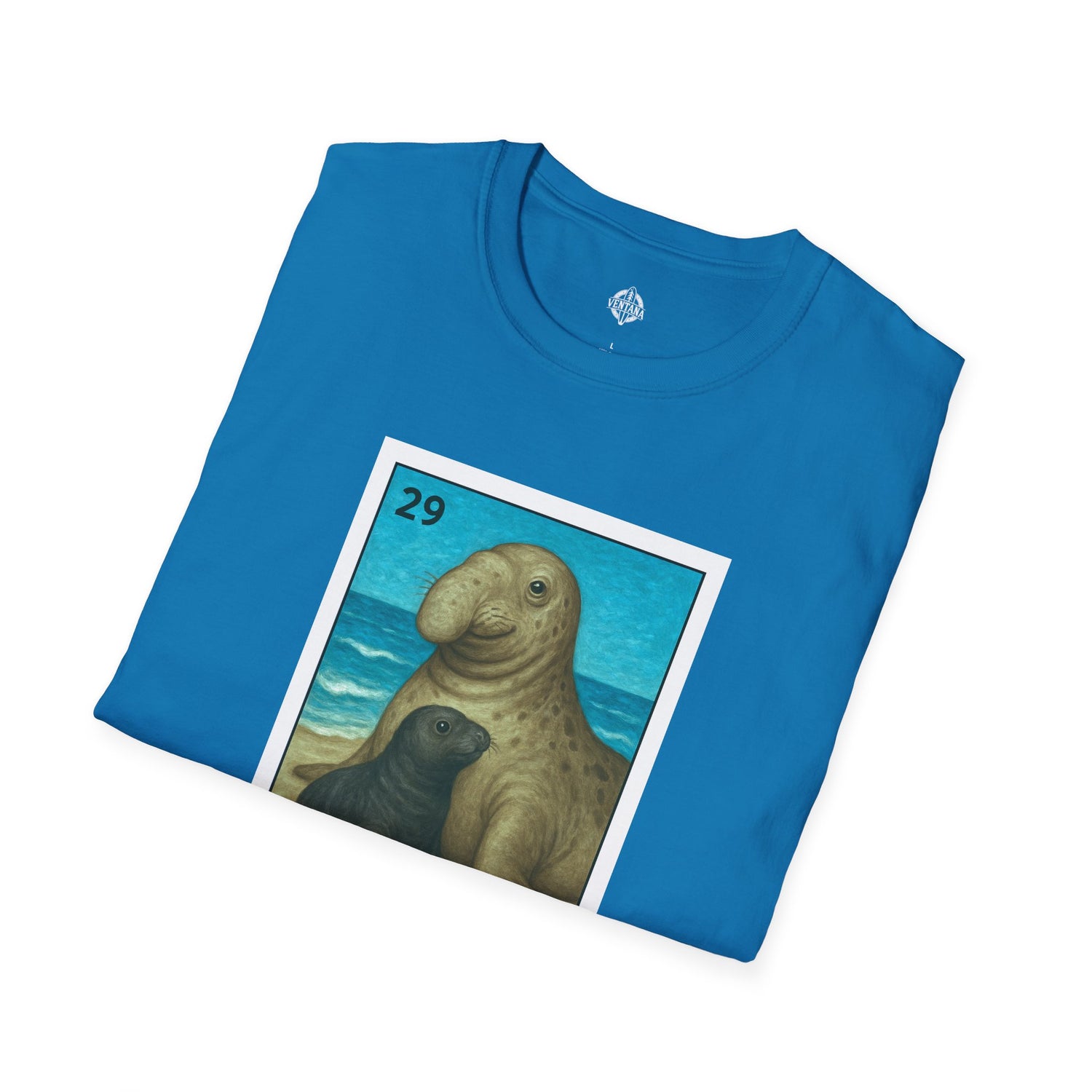 Elephant Seal Lotería Unisex - Soft Style U.S. Cotton T-Shirt (El Elefante Marino)