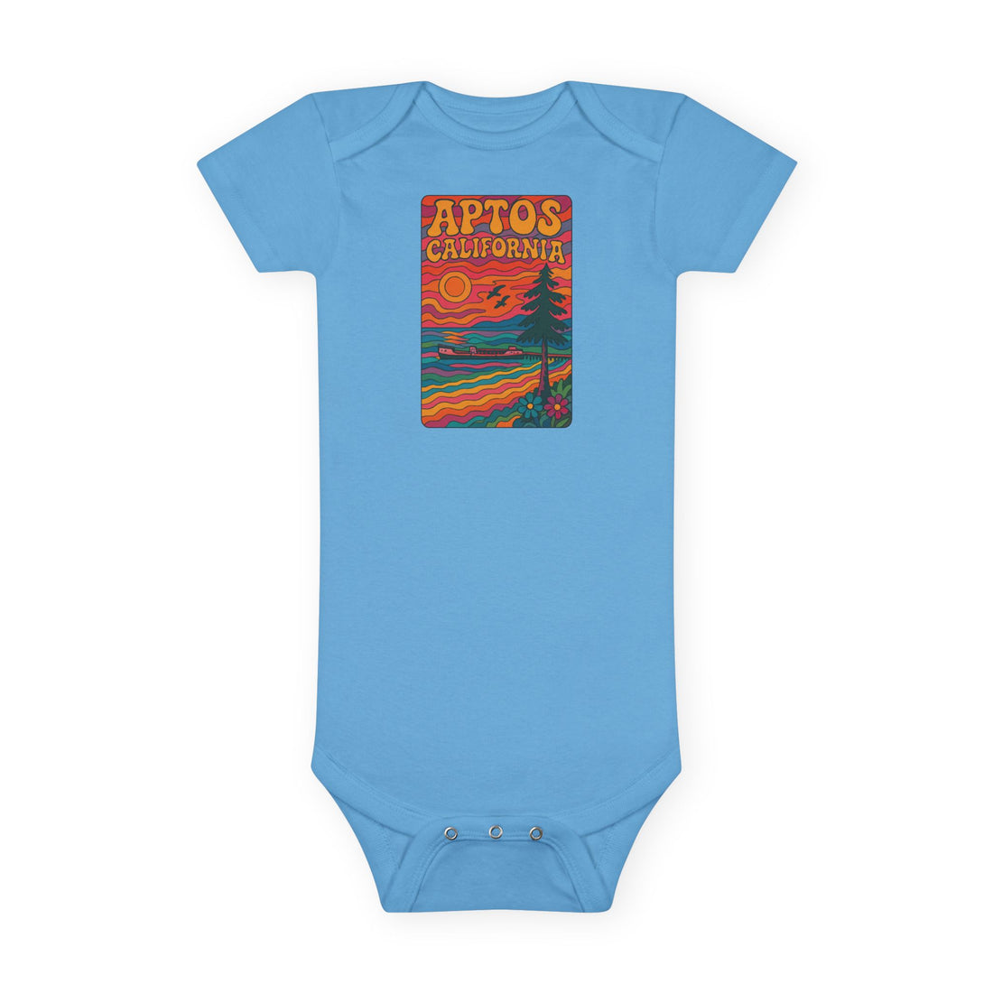 Aptos California Psychedelic - Baby Short Sleeve 100% Cotton Onesie