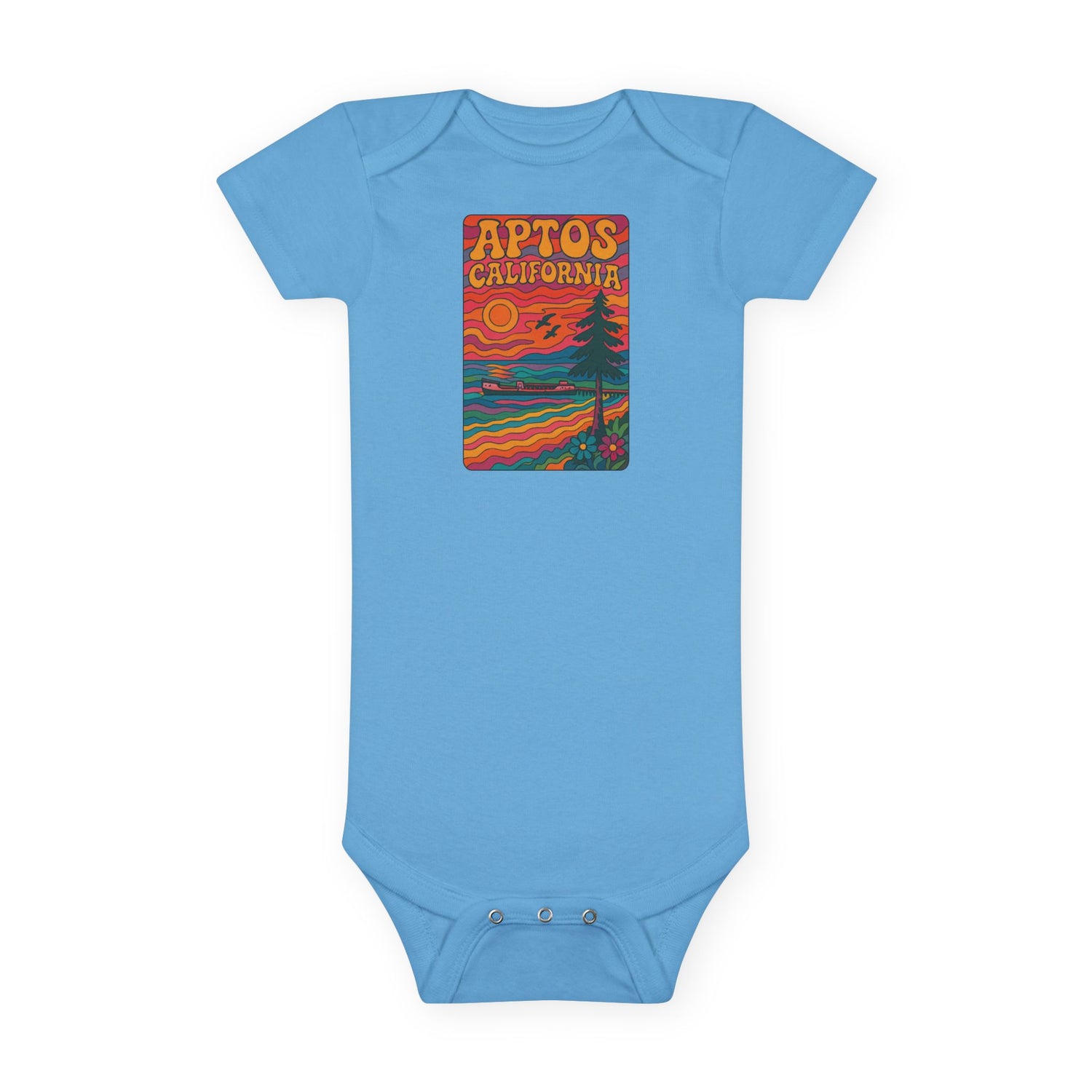 Aptos California Psychedelic - Baby Short Sleeve 100% Cotton Onesie