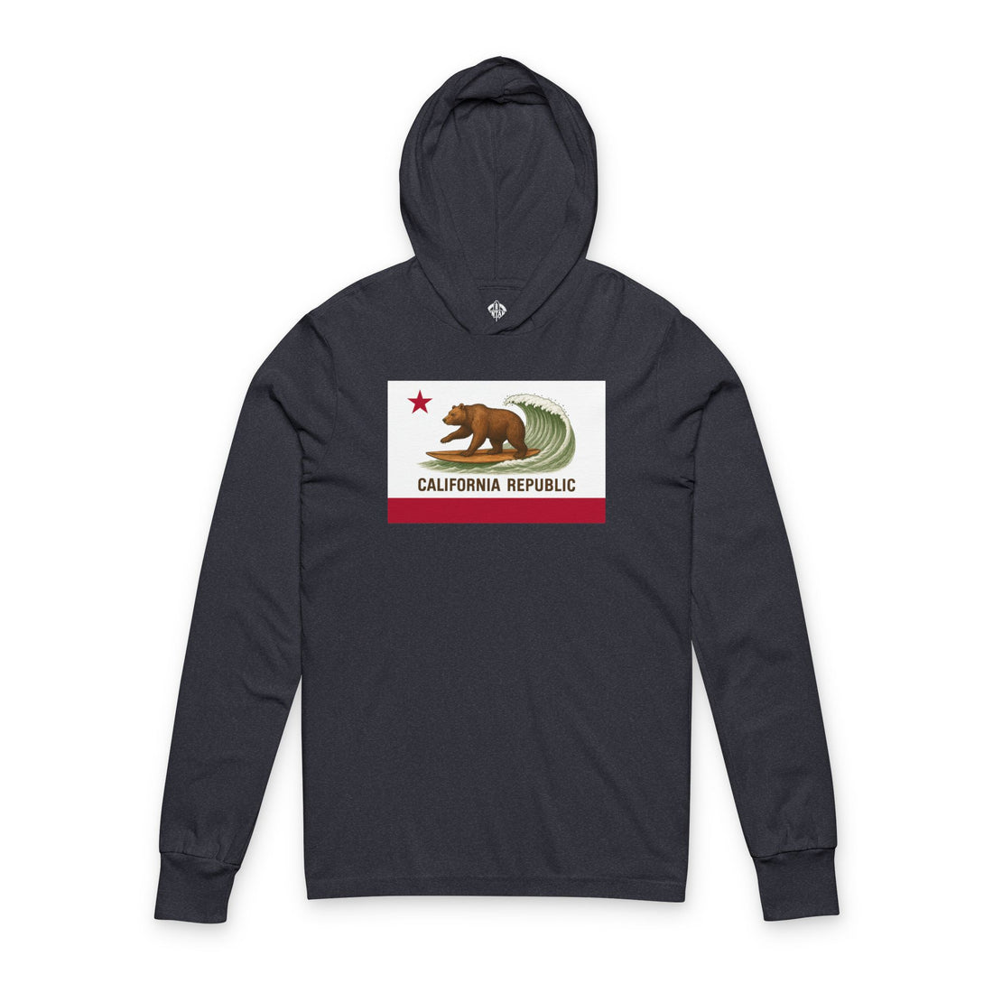 California Surfing Bear Flag Unisex - Cotton Long Sleeve Hooded T-Shirt