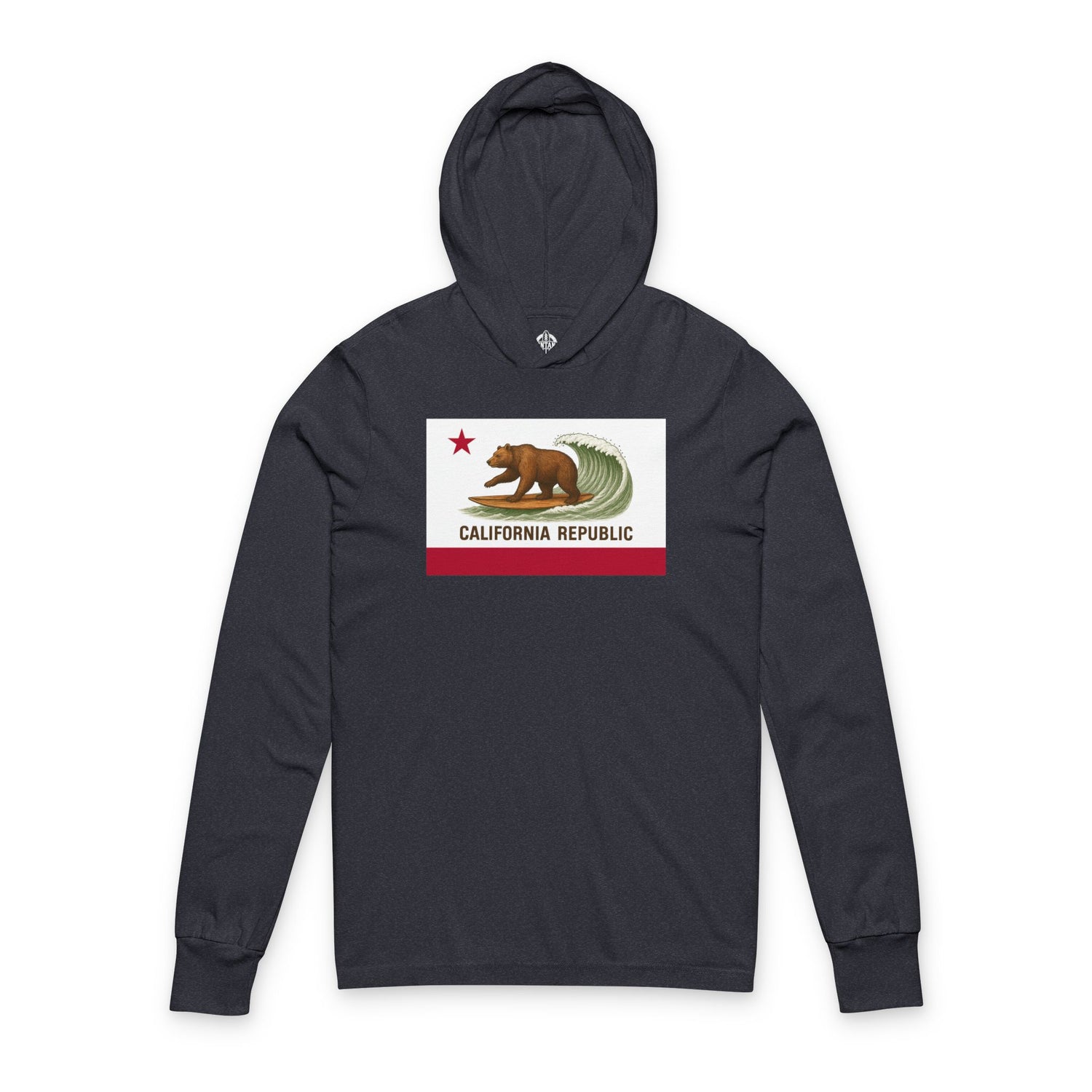 California Surfing Bear Flag Unisex - Cotton Long Sleeve Hooded T-Shirt