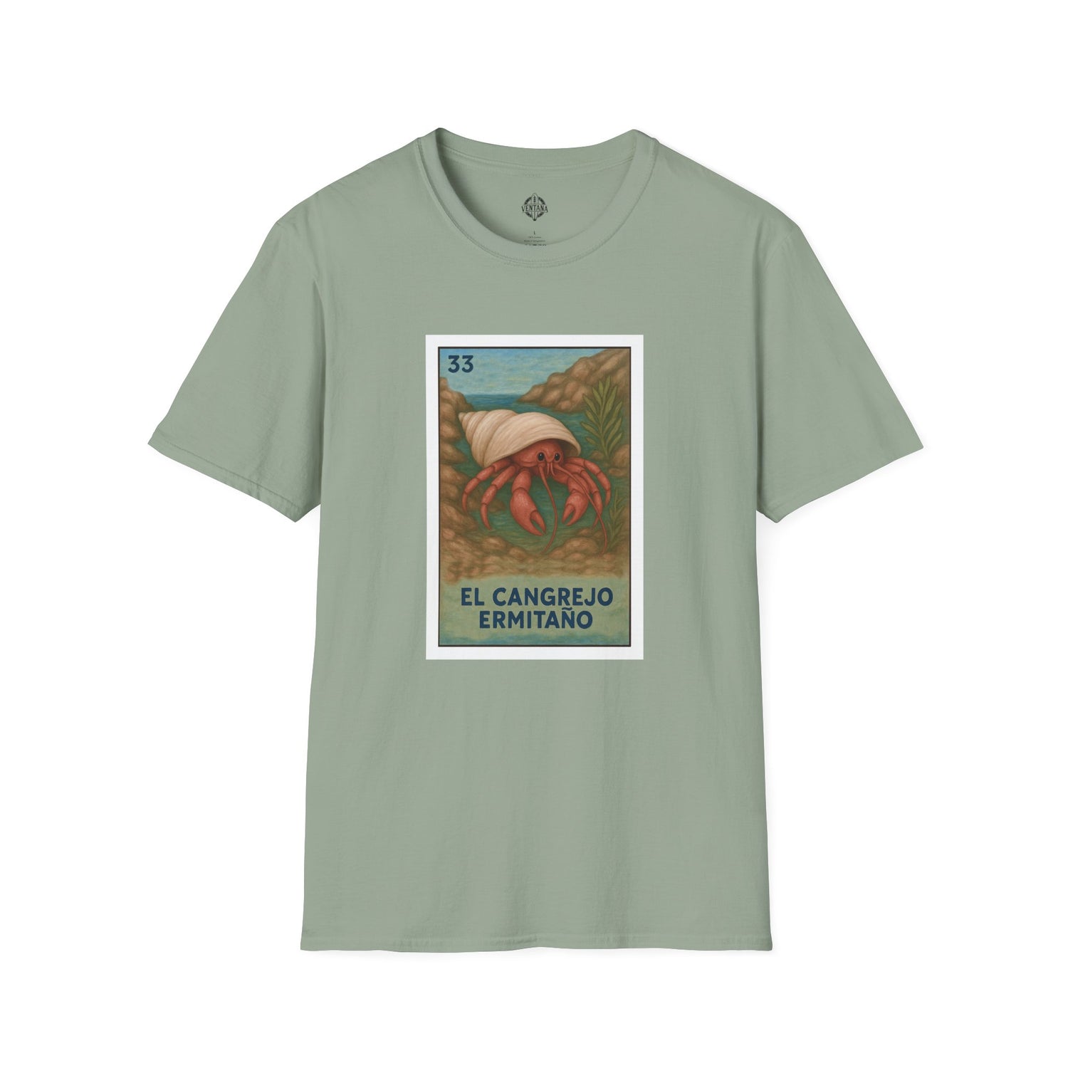 Hermit Crab Lotería Unisex - Soft Style U.S. Cotton T-Shirt (El Cangrejo Ermitaño)