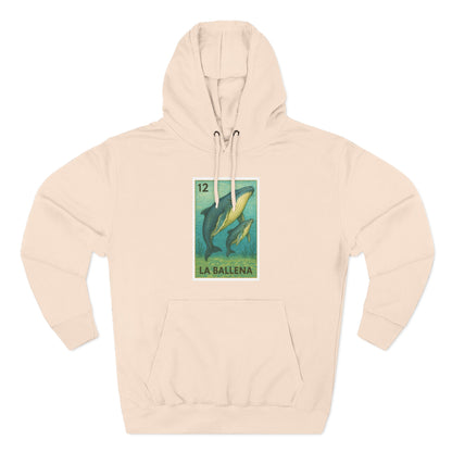 Whale Lotería Unisex - Pull-Over Cotton Blend Fleece Hoodie (La Ballena)