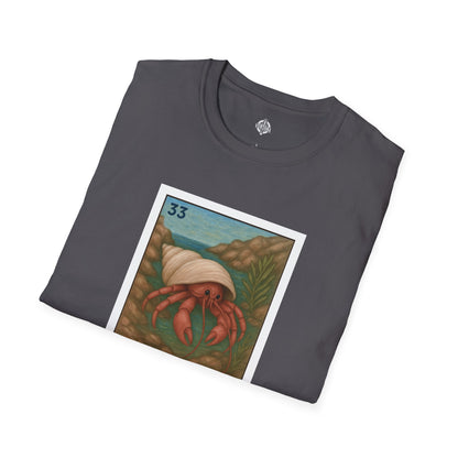 Hermit Crab Lotería Unisex - Soft Style U.S. Cotton T-Shirt (El Cangrejo Ermitaño)