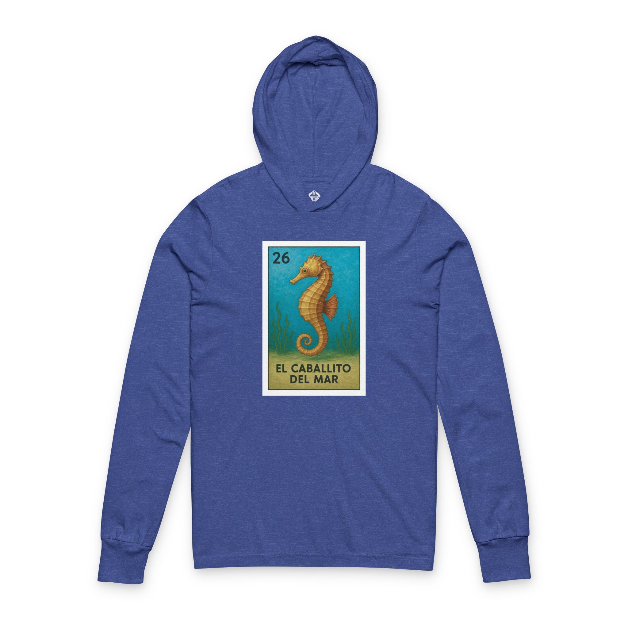Seahorse Lotería Unisex - Cotton Hooded Long Sleeve Hooded T-Shirt (El Caballito del Mar)