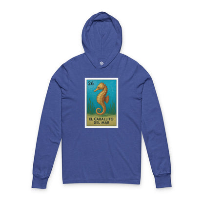Seahorse Lotería Unisex - Cotton Hooded Long Sleeve Hooded T-Shirt (El Caballito del Mar)