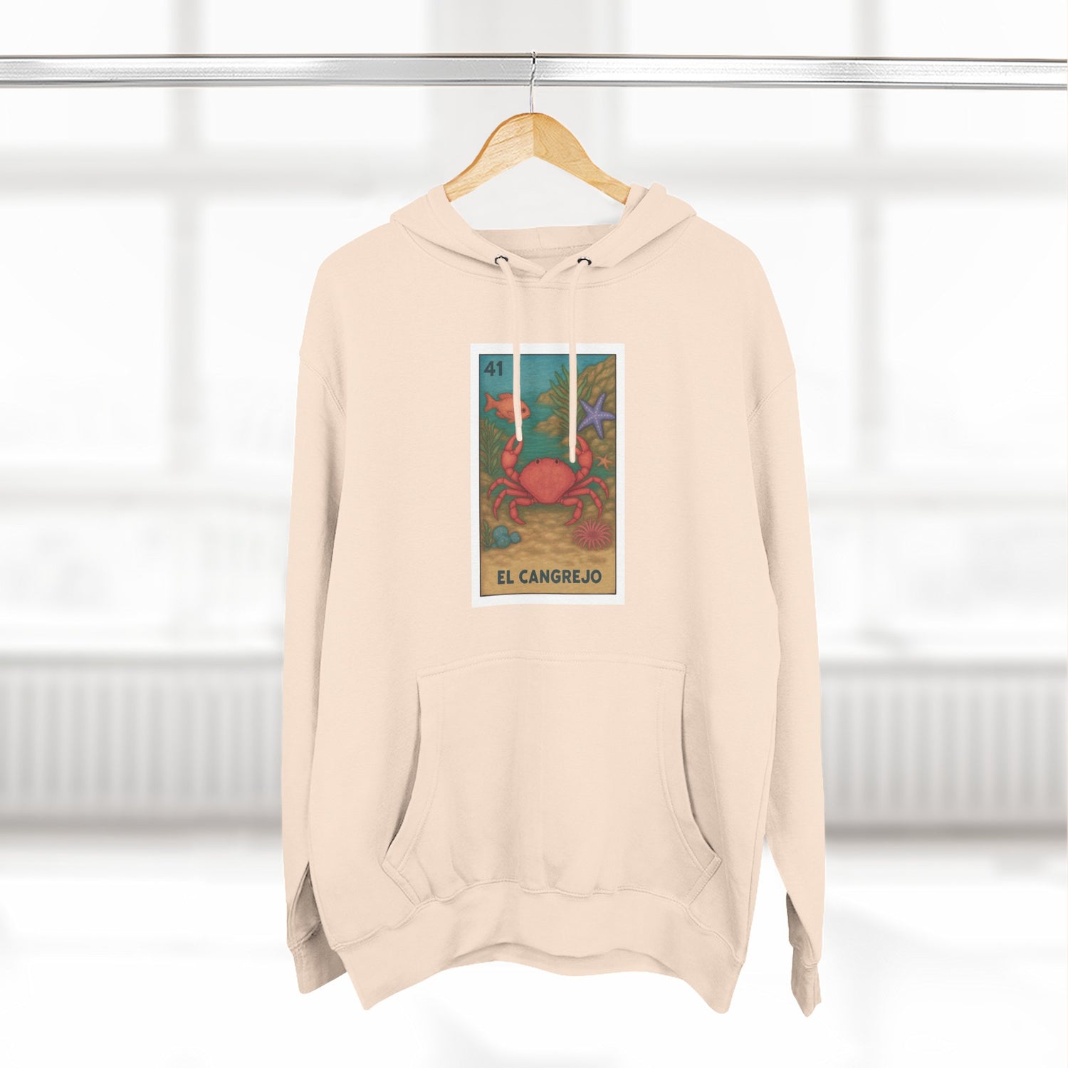 Crab Lotería Unisex - Pull-Over Cotton Blend Fleece Hoodie (El Cangrejo)