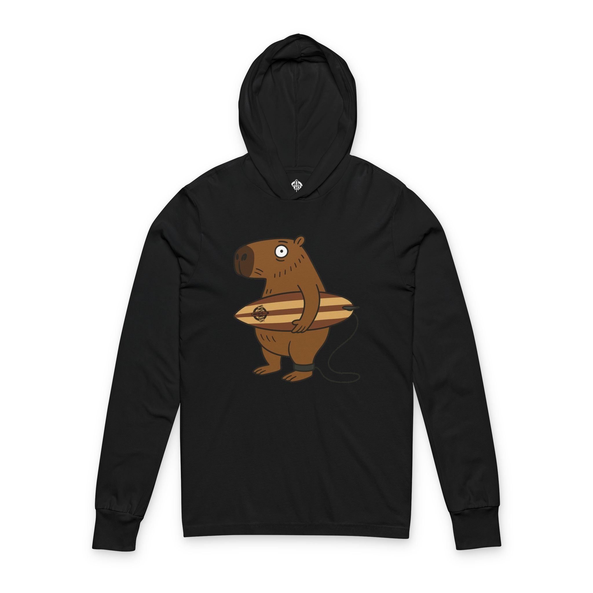 Capybara Surfer Unisex - Cotton Long Sleeve Hooded T-Shirt