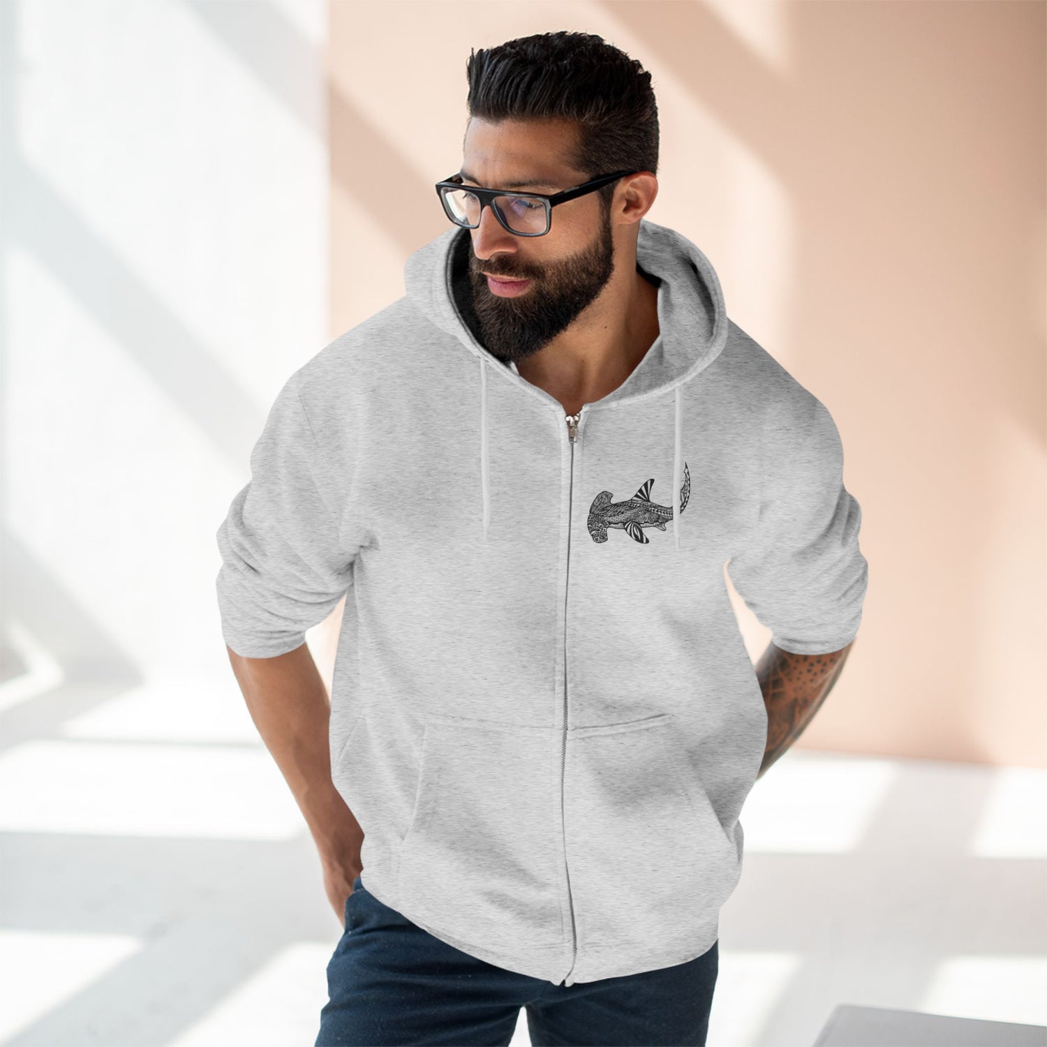 Ventangle Hammerhead Unisex - Zip Cotton Blend Fleece Hoodie