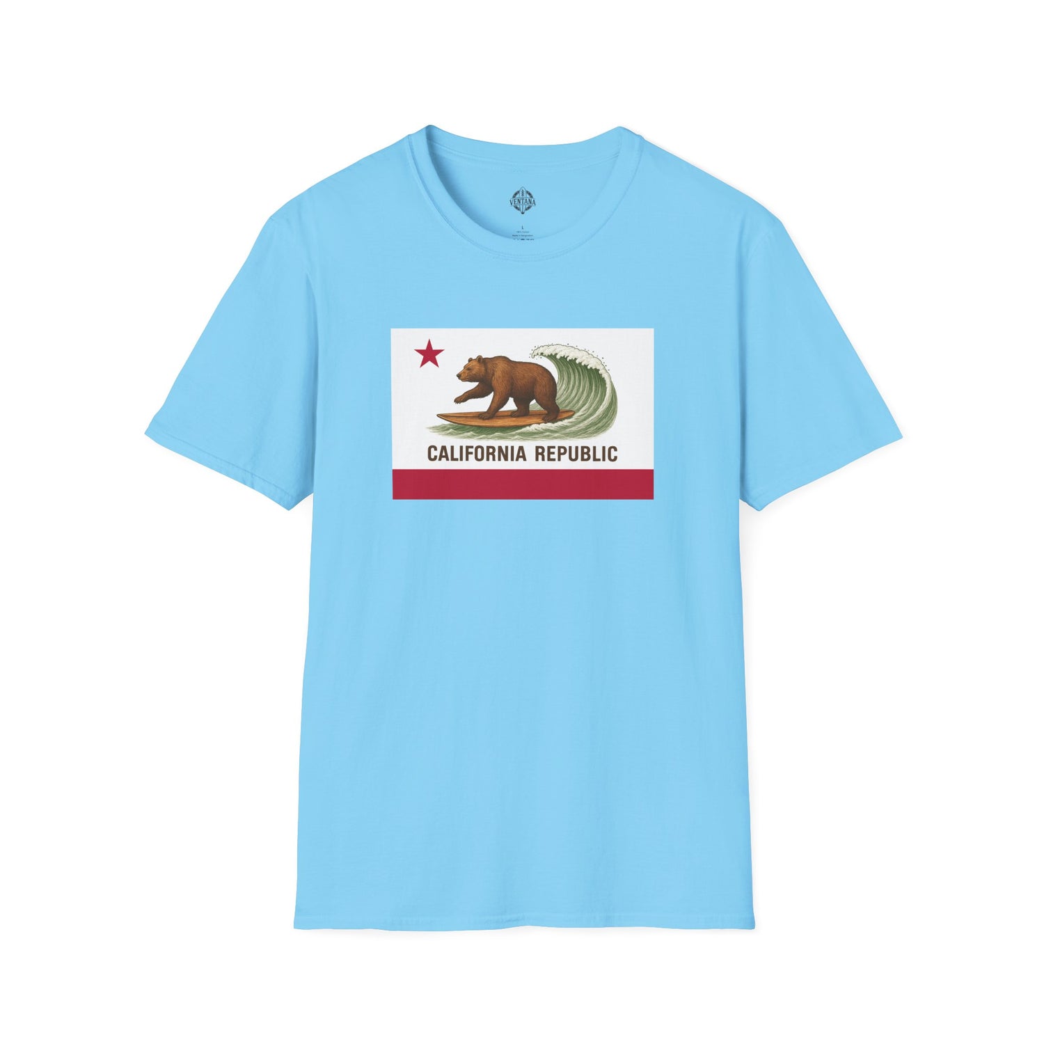 California Surfing Bear Flag Unisex - Soft Style U.S. Cotton T-Shirt