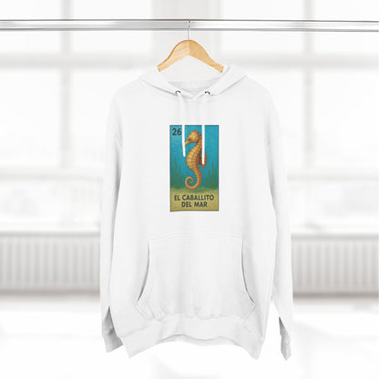 Seahorse Lotería Unisex - Pull-Over Cotton Blend Fleece Hoodie (El Caballito del Mar)