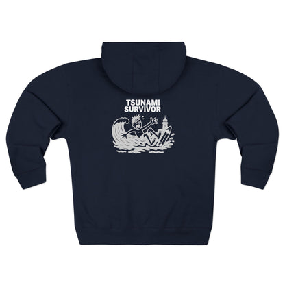 Tsunami Survivor Unisex - Zip Cotton Blend Fleece Hoodie