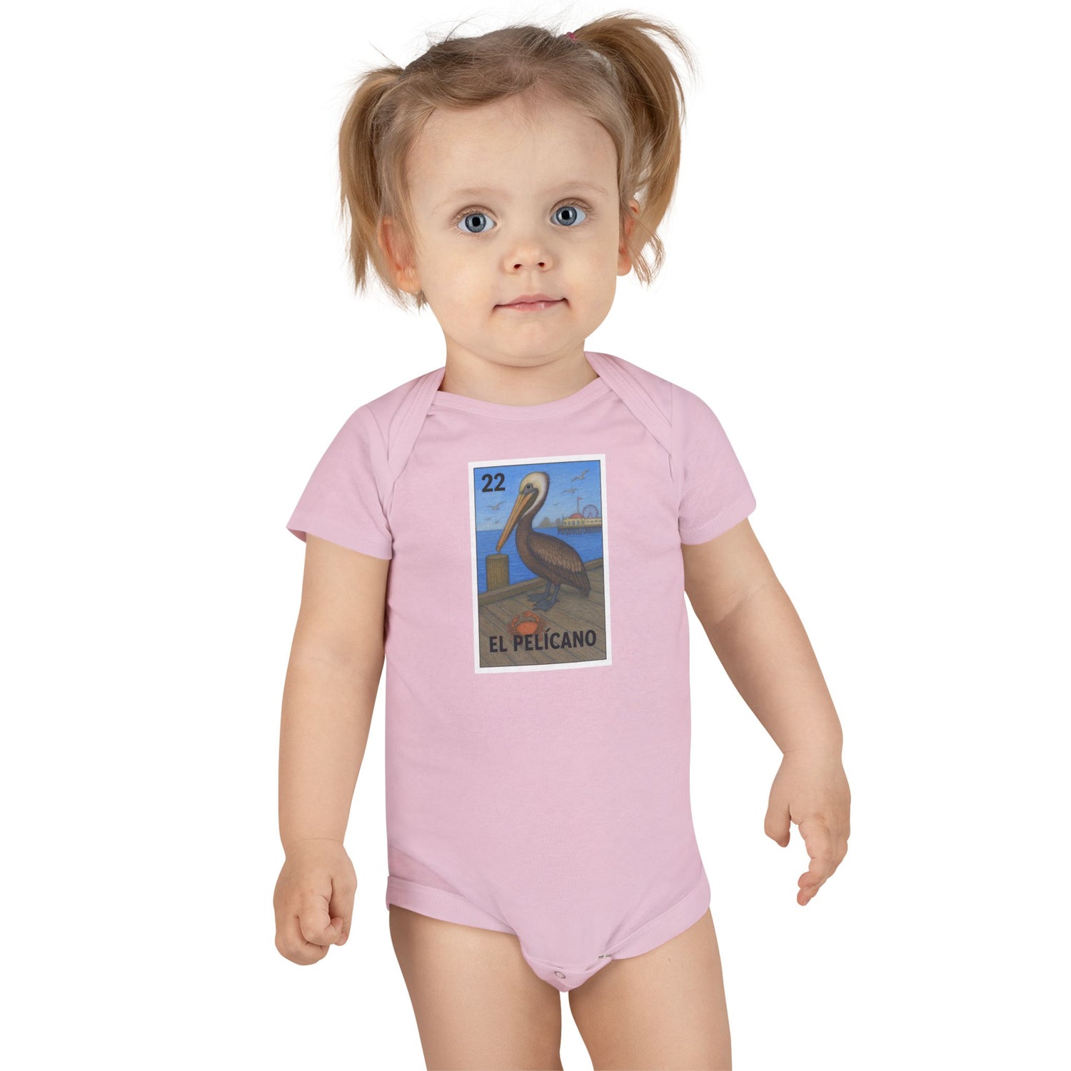 Pelican Lotería - Baby Short Sleeve 100% Cotton Onesie (El Pelícano)