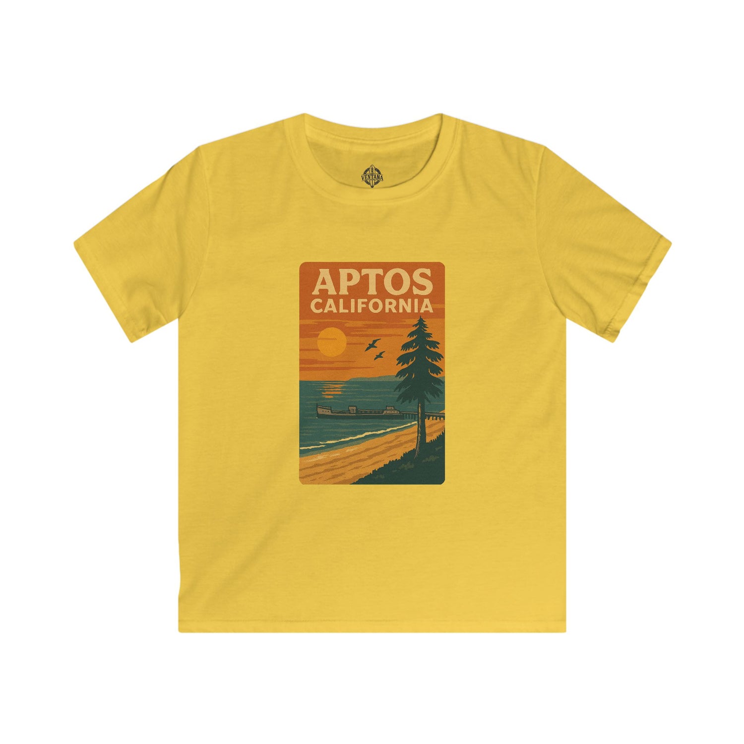 Aptos California Sunset Kids - Soft Style U.S. Cotton T-Shirt