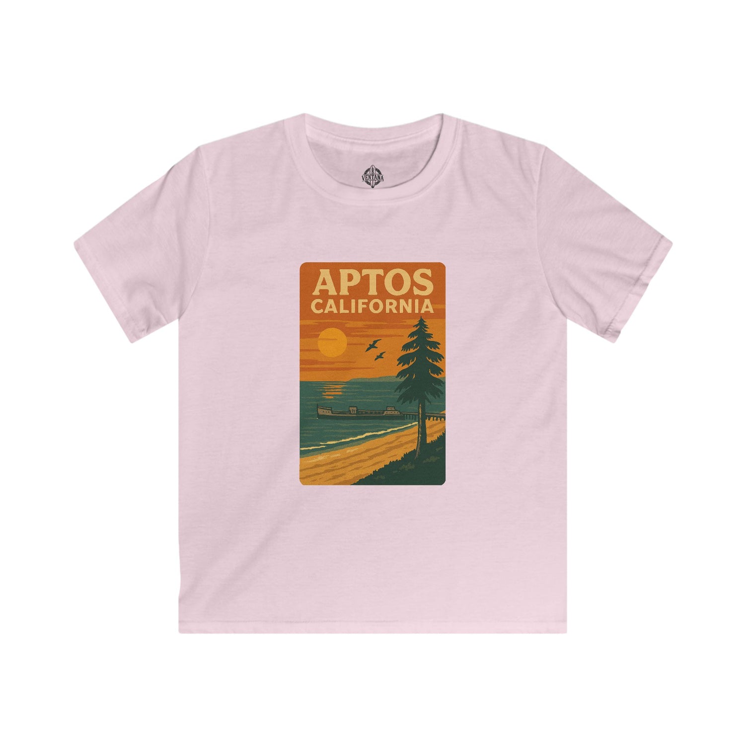 Aptos California Sunset Kids - Soft Style U.S. Cotton T-Shirt