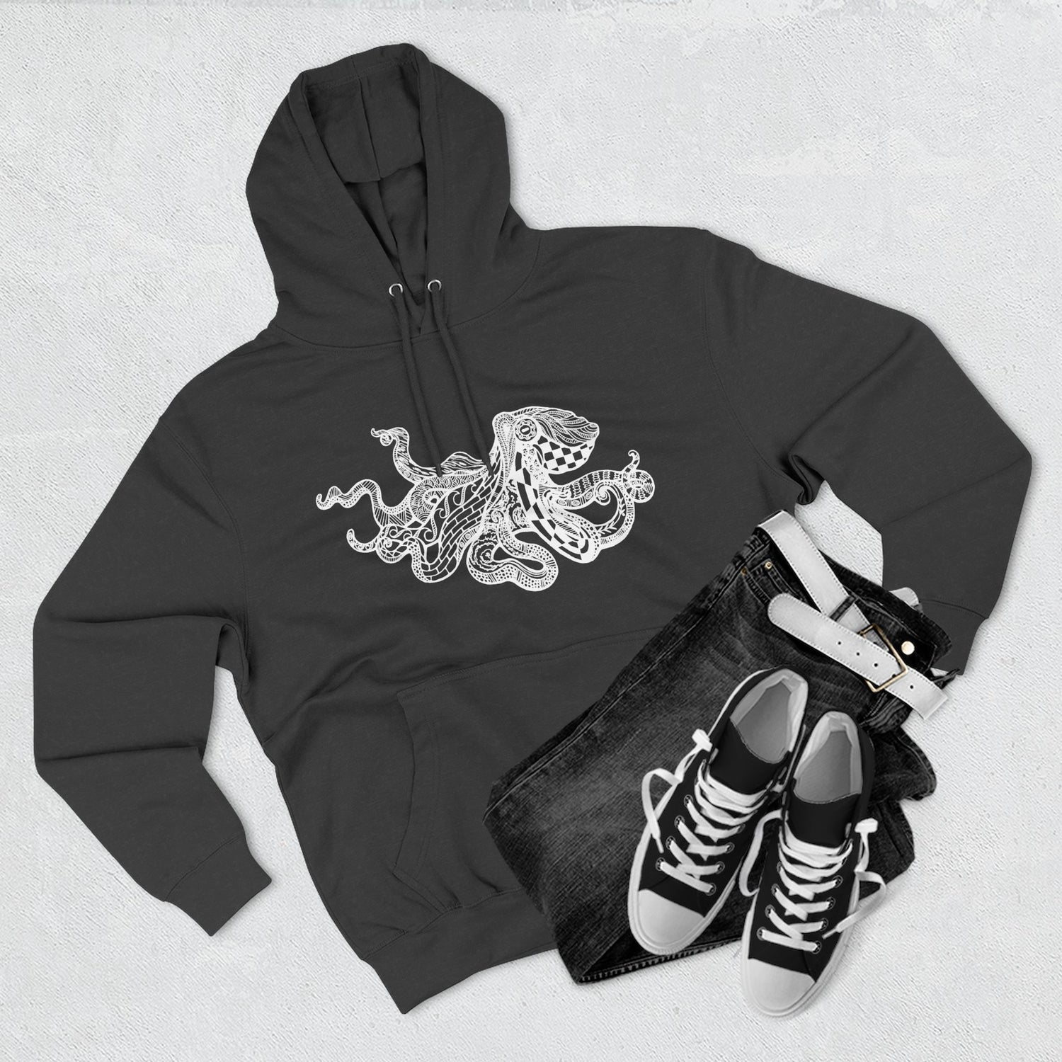 Ventangle Octopus Unisex - Pull-Over Cotton Blend Fleece Hoodie