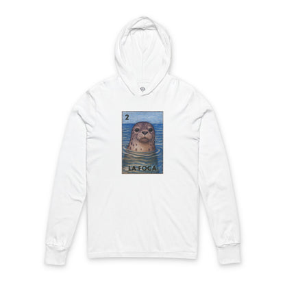 Seal Lotería Unisex - Cotton Hooded Long Sleeve Hooded T-Shirt (La Foca)