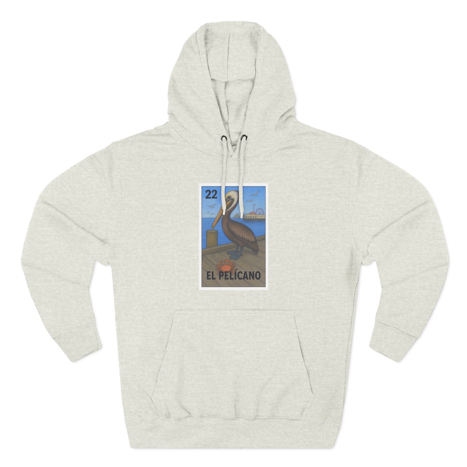 Pelican Lotería Unisex - Pull-Over Cotton Blend Fleece Hoodie (El Pelícano)