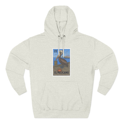 Pelican Lotería Unisex - Pull-Over Cotton Blend Fleece Hoodie (El Pelícano)