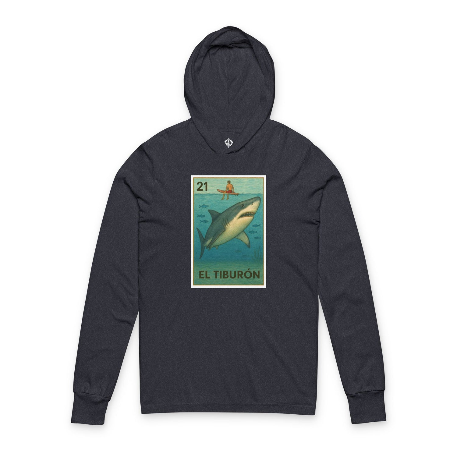 Shark Lotería Unisex - Cotton Hooded Long Sleeve Hooded T-Shirt (El Tiburón)