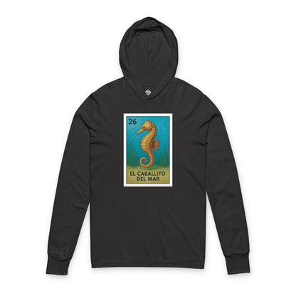 Seahorse Lotería Unisex - Cotton Hooded Long Sleeve Hooded T-Shirt (El Caballito del Mar)