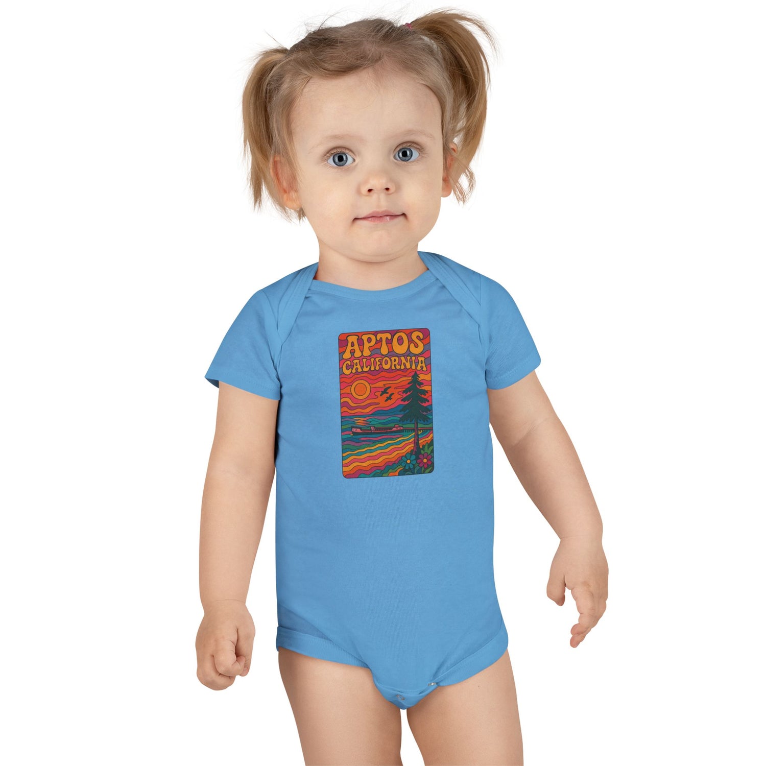 Aptos California Psychedelic - Baby Short Sleeve 100% Cotton Onesie