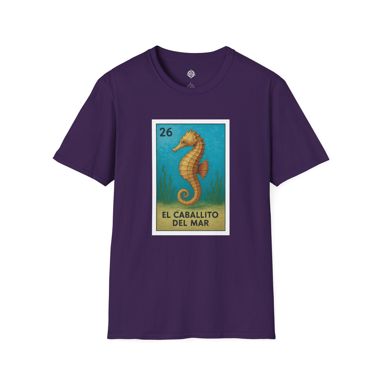 Seahorse Lotería Unisex - Soft Style U.S. Cotton T-Shirt (El Caballito del Mar)